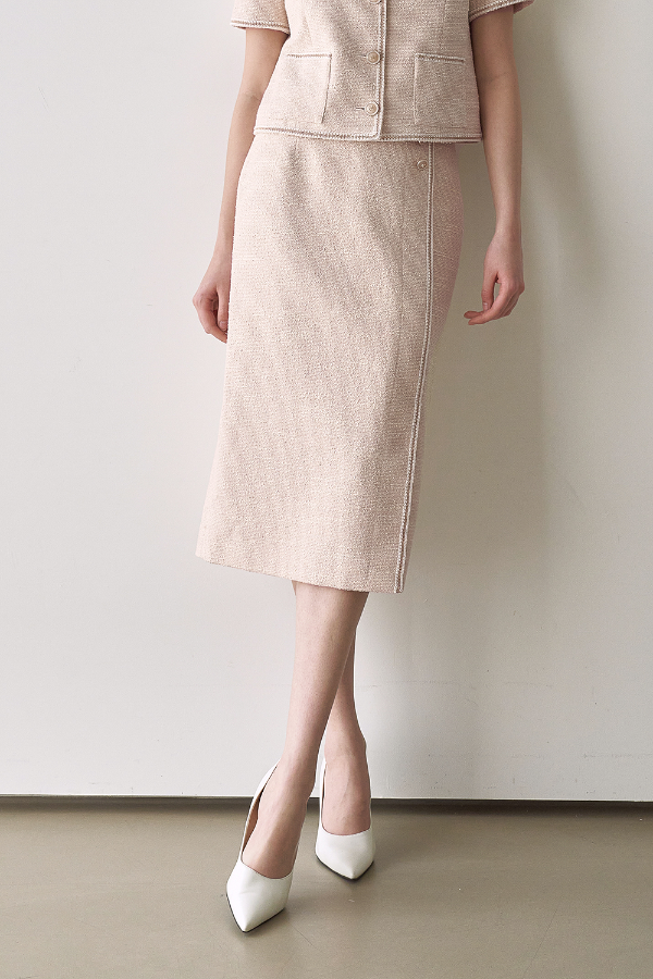 Ines Tweed Skirt_Light Pink