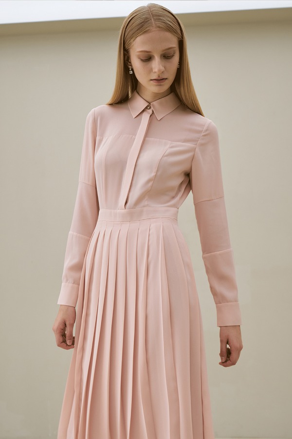 LILIAN pleated skirt dress_light pink
